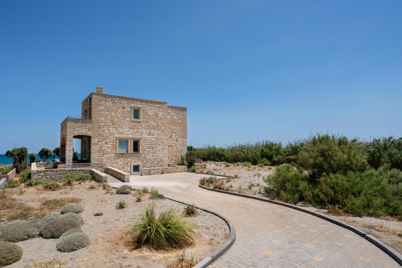 Beachfront Villa Turquoise With Private Pool, Bbq And Ping Pong Table Chania  Exterior photo